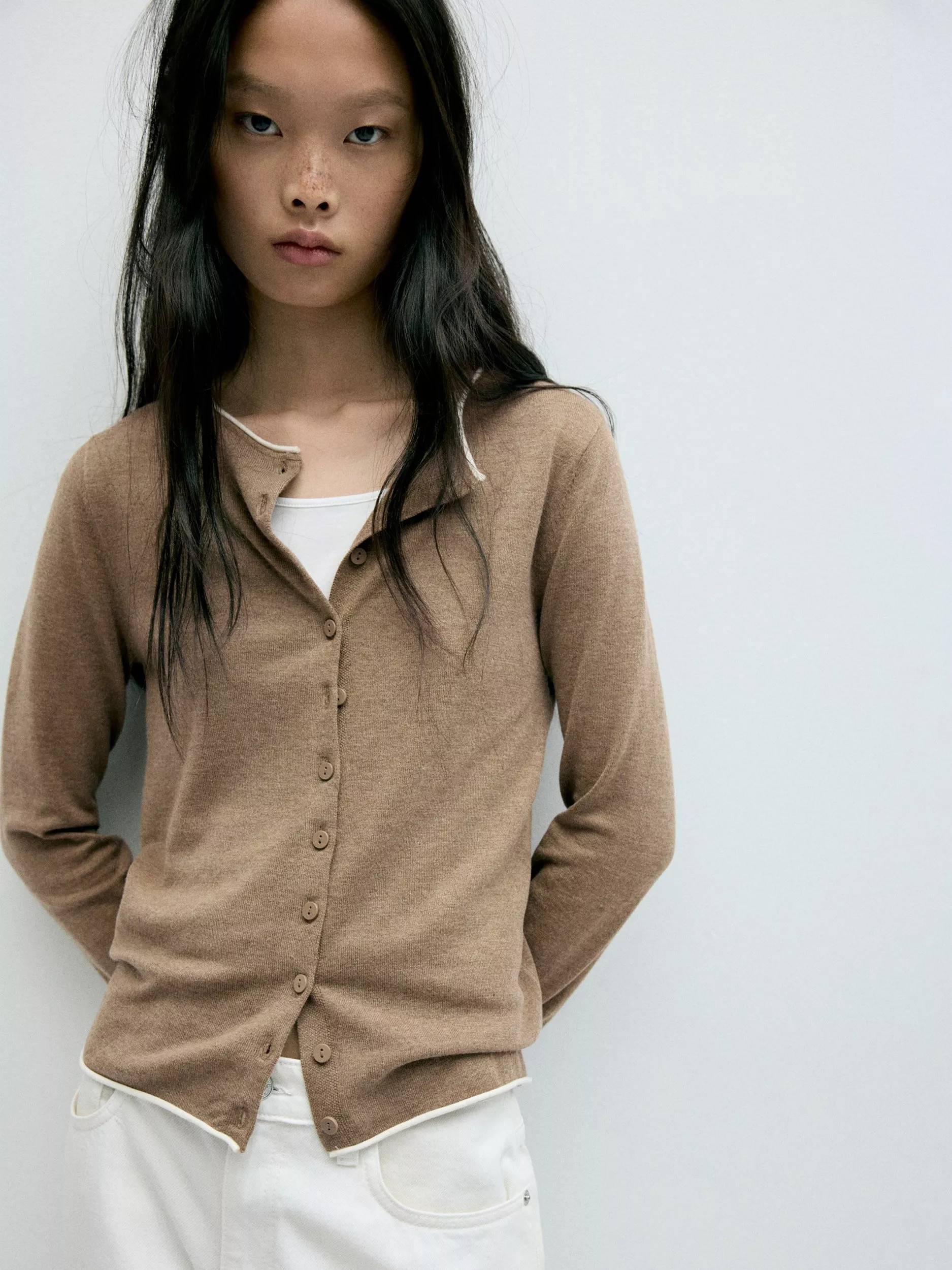 Mango Button-Front Knit Cardigan