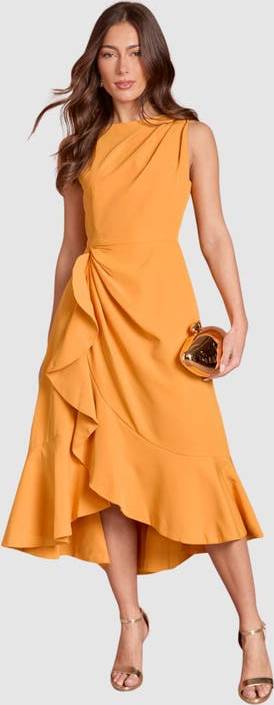 Coast Ruffle Low Back Dress - Orange