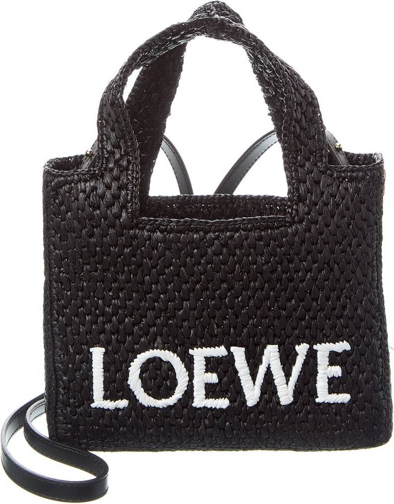 Loewe Font Mini Raffia Tote