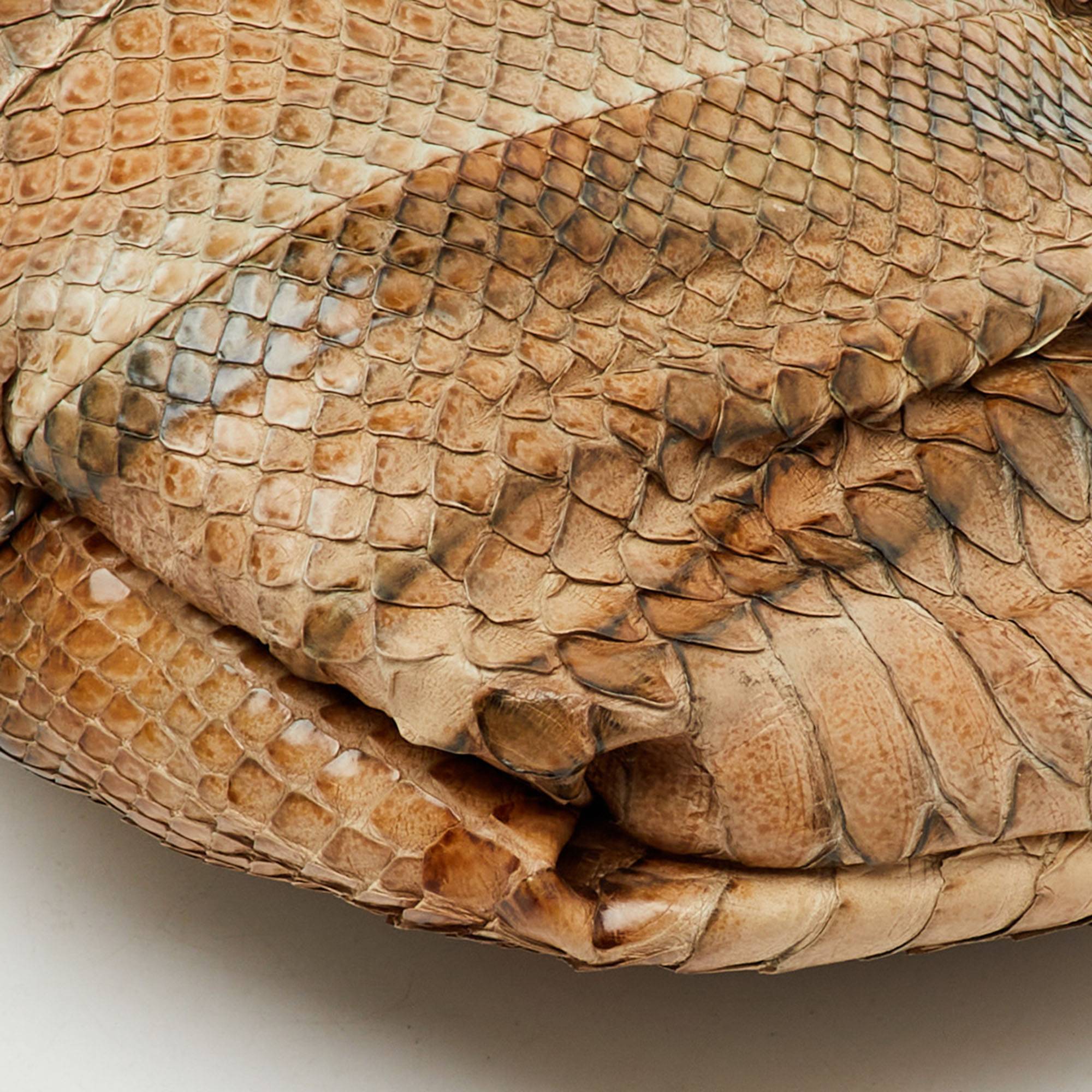 Prada Brown Grey Python Zip Clutch