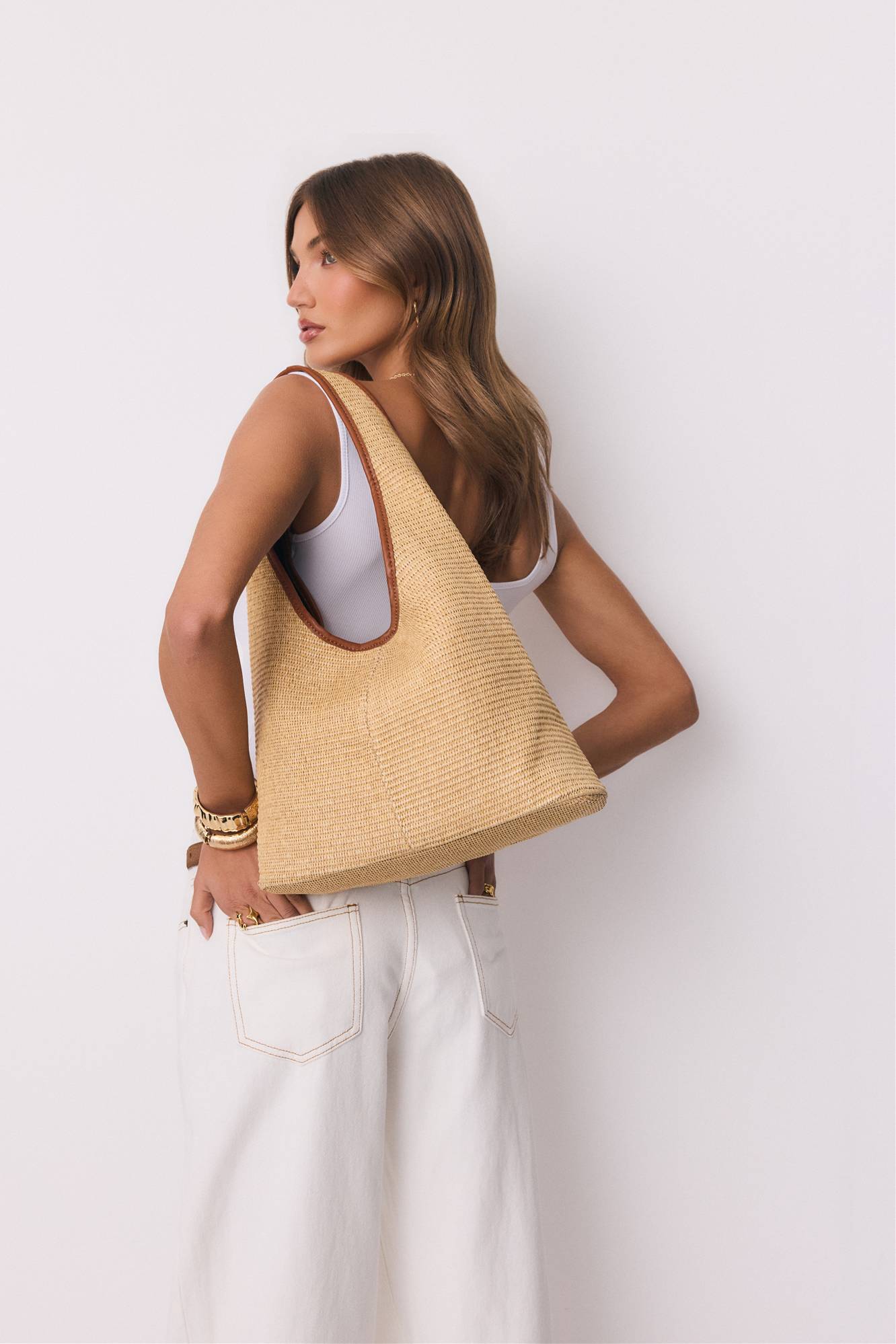 Hello Molly Bag Raffia - Beige/Cream/Brown