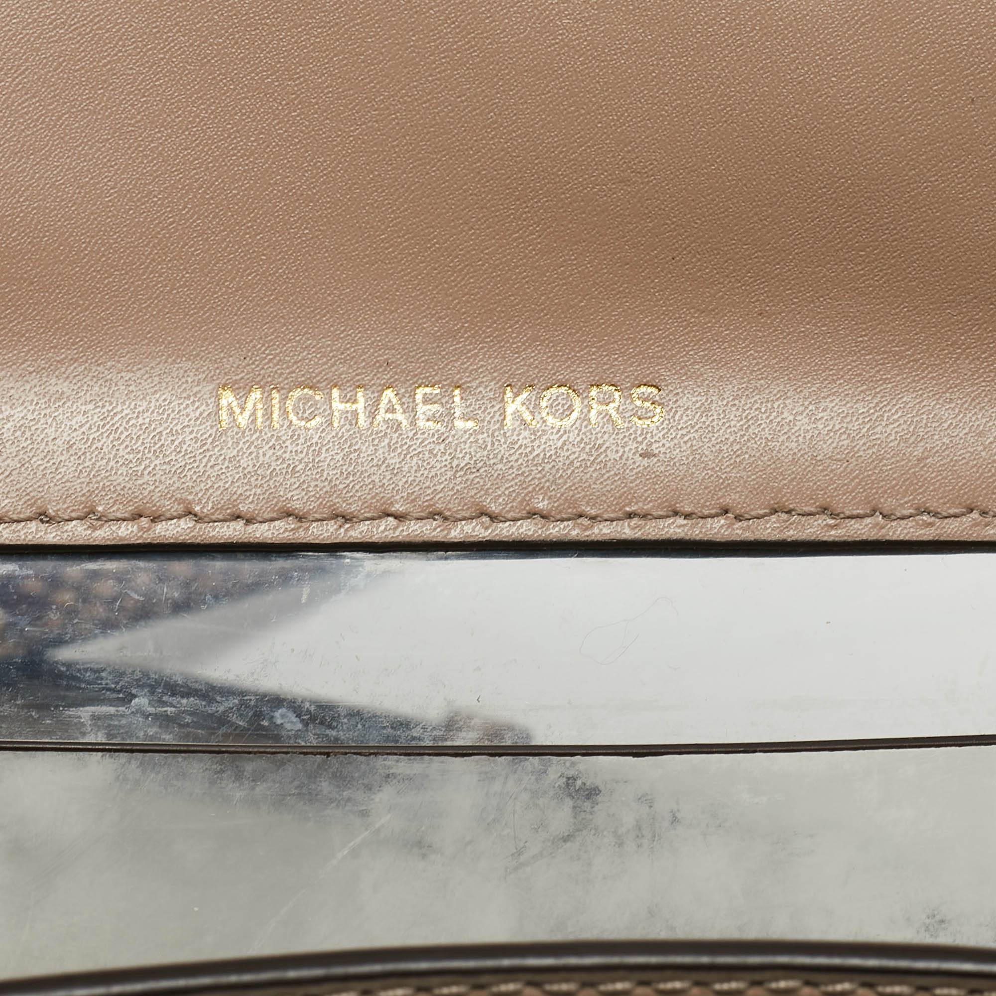 Michael Kors Beige Python Embossed Leather PVC Sloan Top Handle Bag