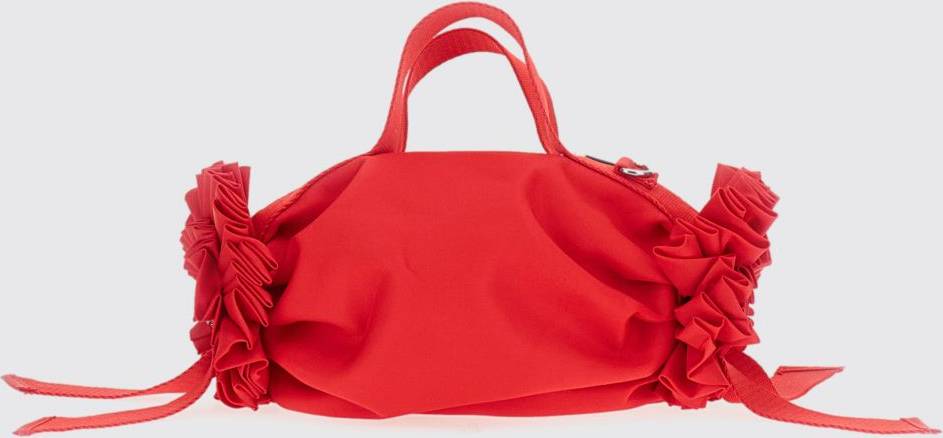 Simone Rocha Double Ribbon Nylon Handbag with Bow and Ruffles - Red