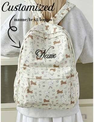 Shein Cartoon Pattern Korean Style Backpack Customizable Personalized Name