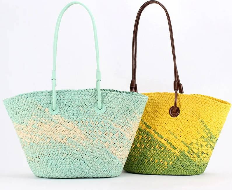 Gradient Color Straw Underarm Shoulder Bag
