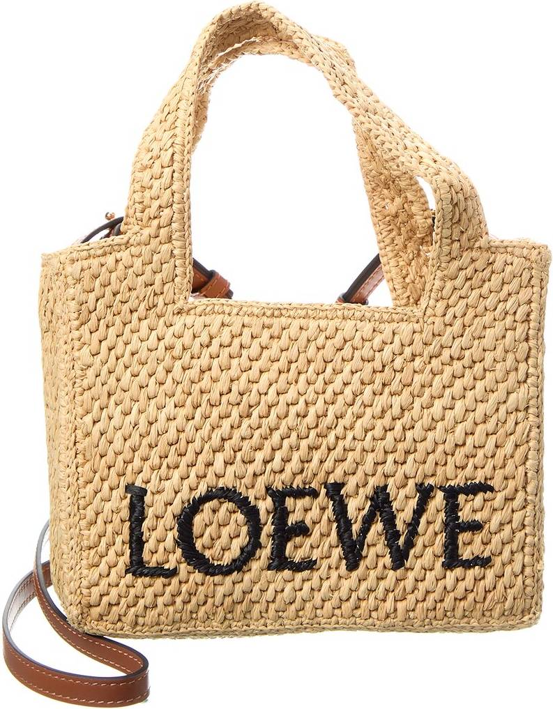 Loewe Font Mini Raffia Tote