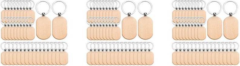 Typecat Wood Keychain Blanks Unfinished Rounded Square