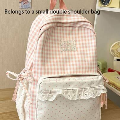 Shein Contrast Color Star Decor Backpack Large Capacity Japanese Style - Bead Color Random