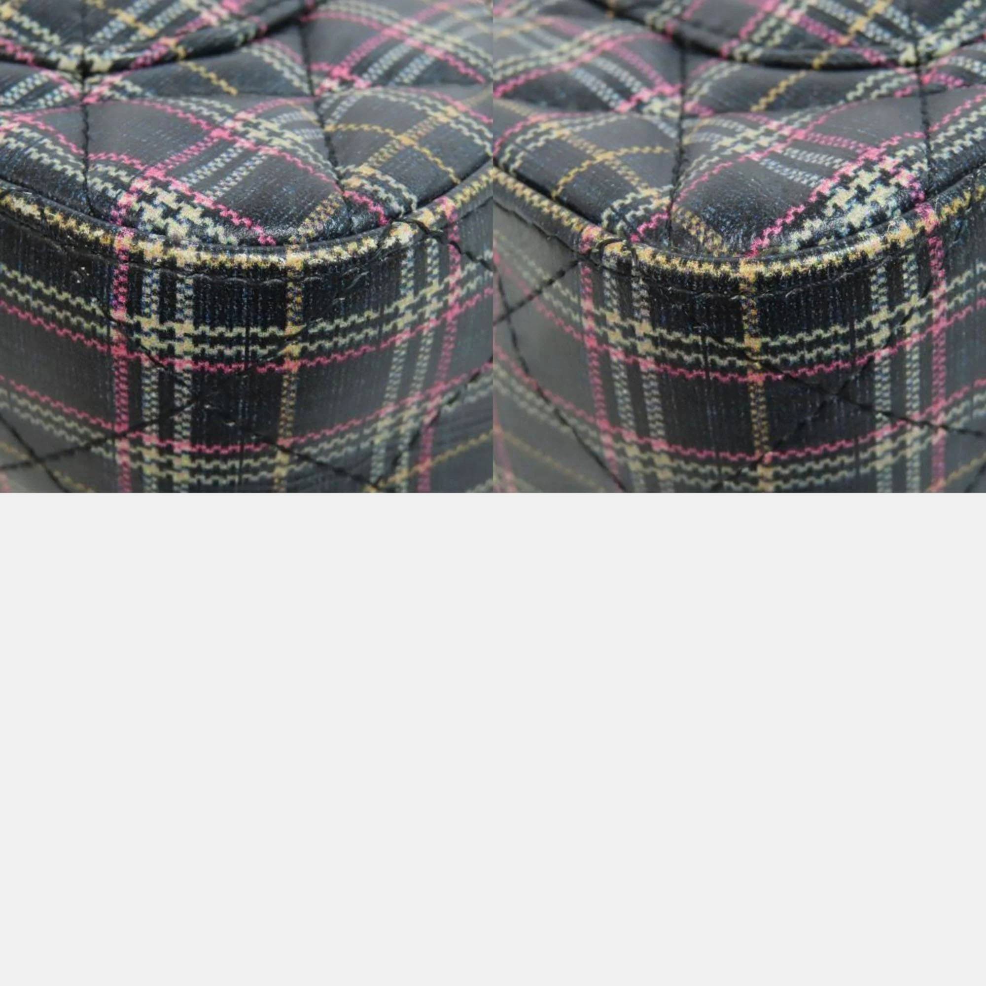 Chanel Leather Check Pattern Chain Shoulder Bag