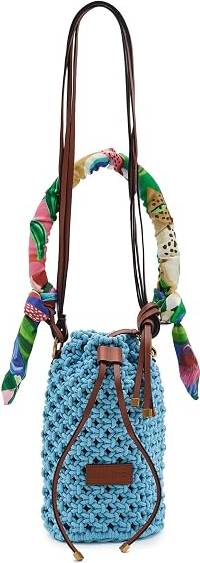 Farm Rio Medium Macrame Shoulder Bag - Ice Blue