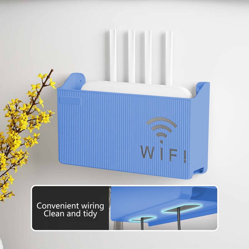 Wall-Mounted Wi-Fi Router Storage Shelf - Blue