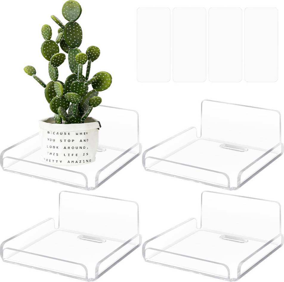 Typecat Router Storage Wall Shelves, 4-Piece Set - Transparent Wall Shelf