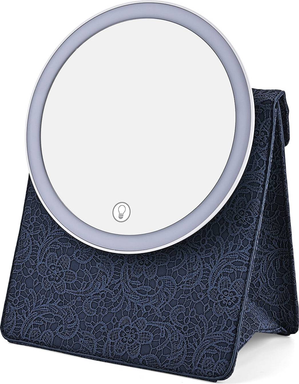 TJC Portable LED Makeup Mirror with Storage - Blue