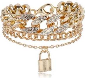 Chicme Rhinestone Lock Pattern Multi-layer Chain Bracelet