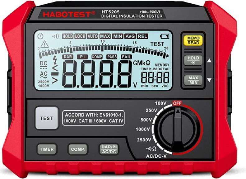 Torribaly LCD Digital Resistance Meter RCD Loop Tester HT5205