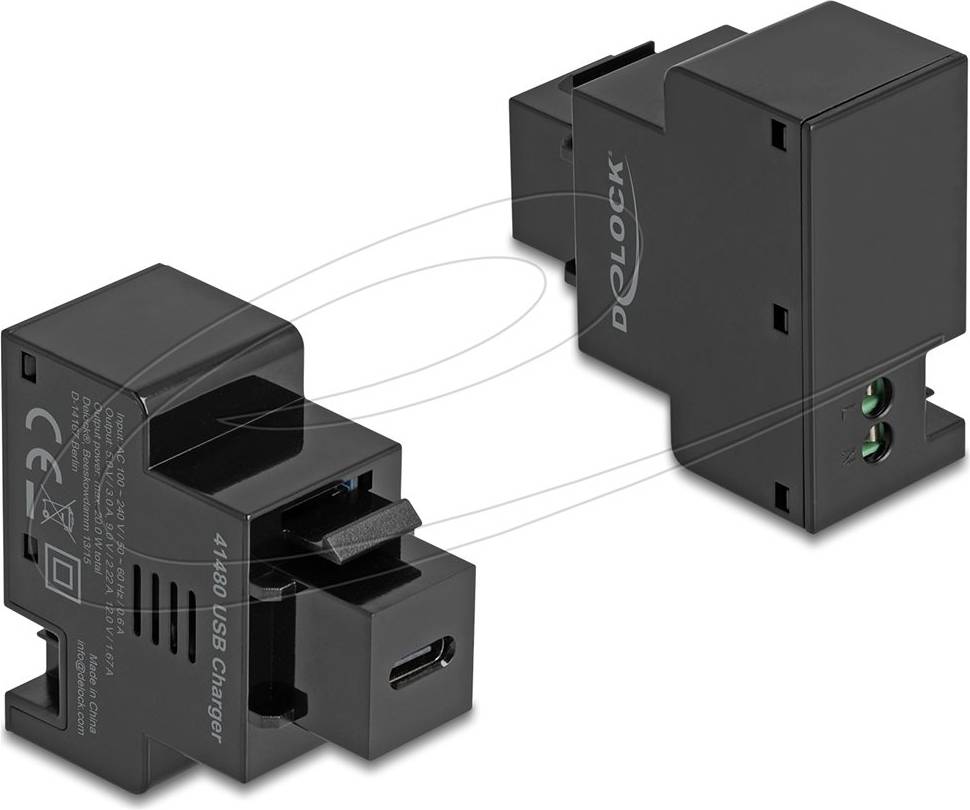 Stikkontakt usb c DeLock Snap-in Module PD 20 W USB Type C