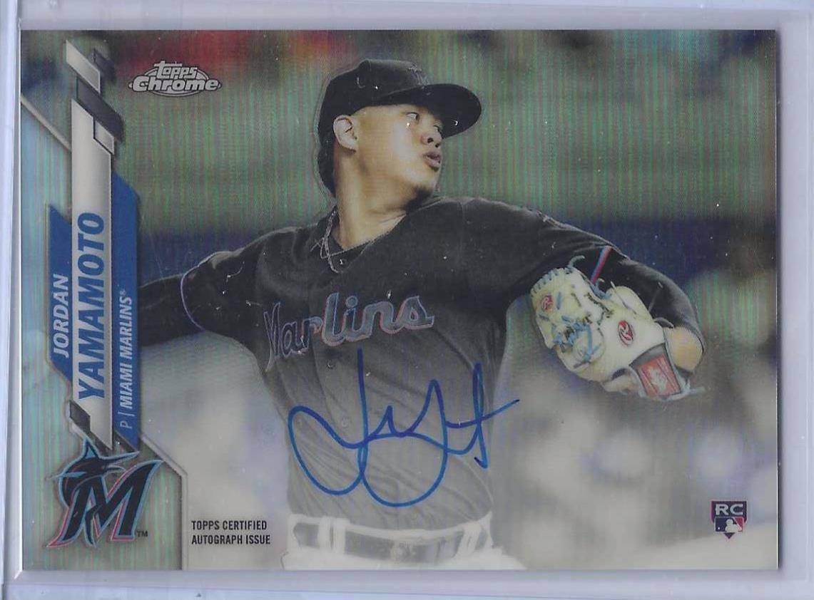 Topps chrome Jordan Yamamoto 2020 Topps Chrome Refractor Rookie Auto RC
