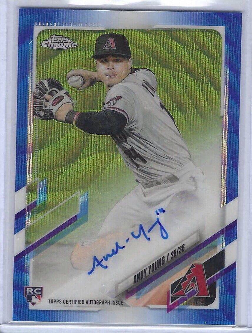 Topps chrome Andy Young 2021 Topps Chrome Blue Wave Refractor Rookie Auto