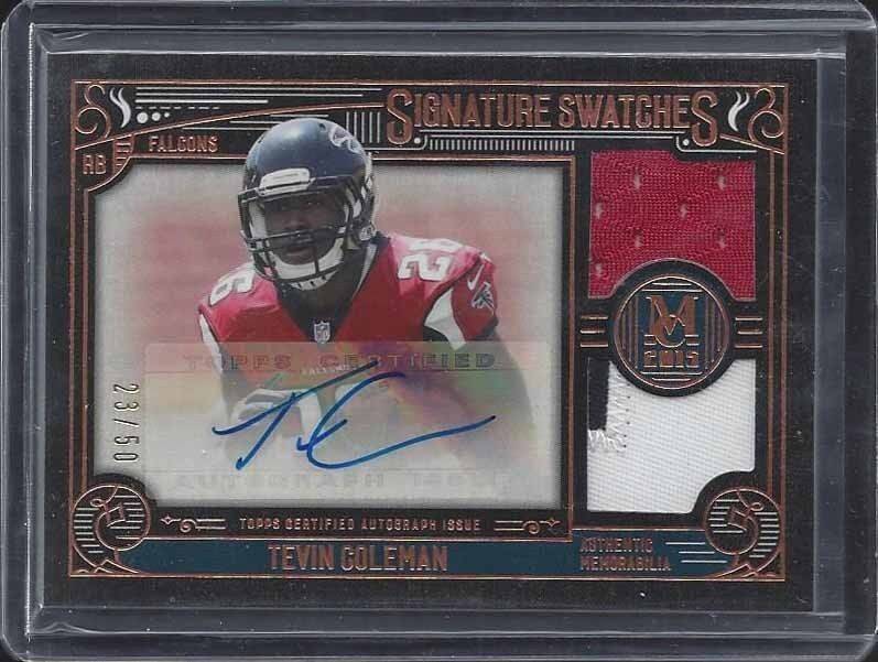Coleman 3 Tevin Coleman 2015 Topps Museum Rookie Dual 3 Color Patch Auto