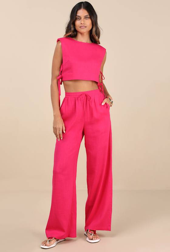 Hot hot pink Lulus Hot Pink Drawstring Pants