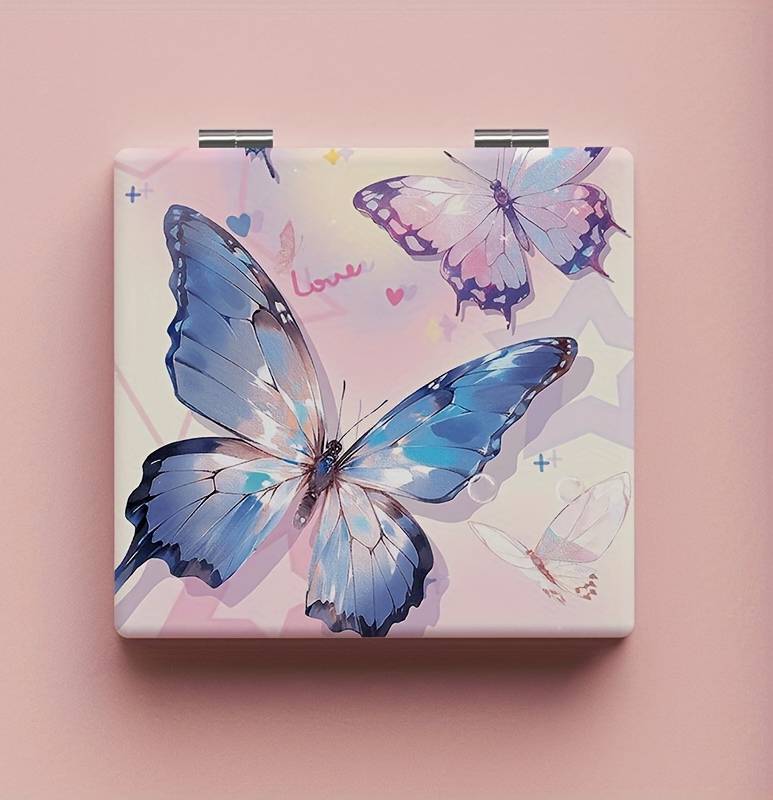 Temu Compact Foldable Double-sided Makeup Mirror Creative Design