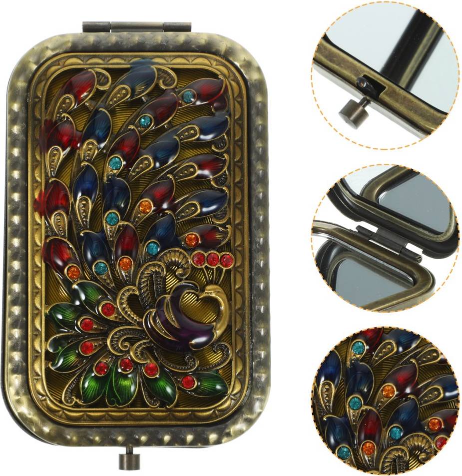 Durable Foldable Makeup Mirror Retro Pocket Mini Double Side Multi Color