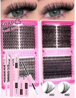 Mixed Color Cluster Lashes Soft Dense Reusable Segmented False Eyelashes - Soft Dense