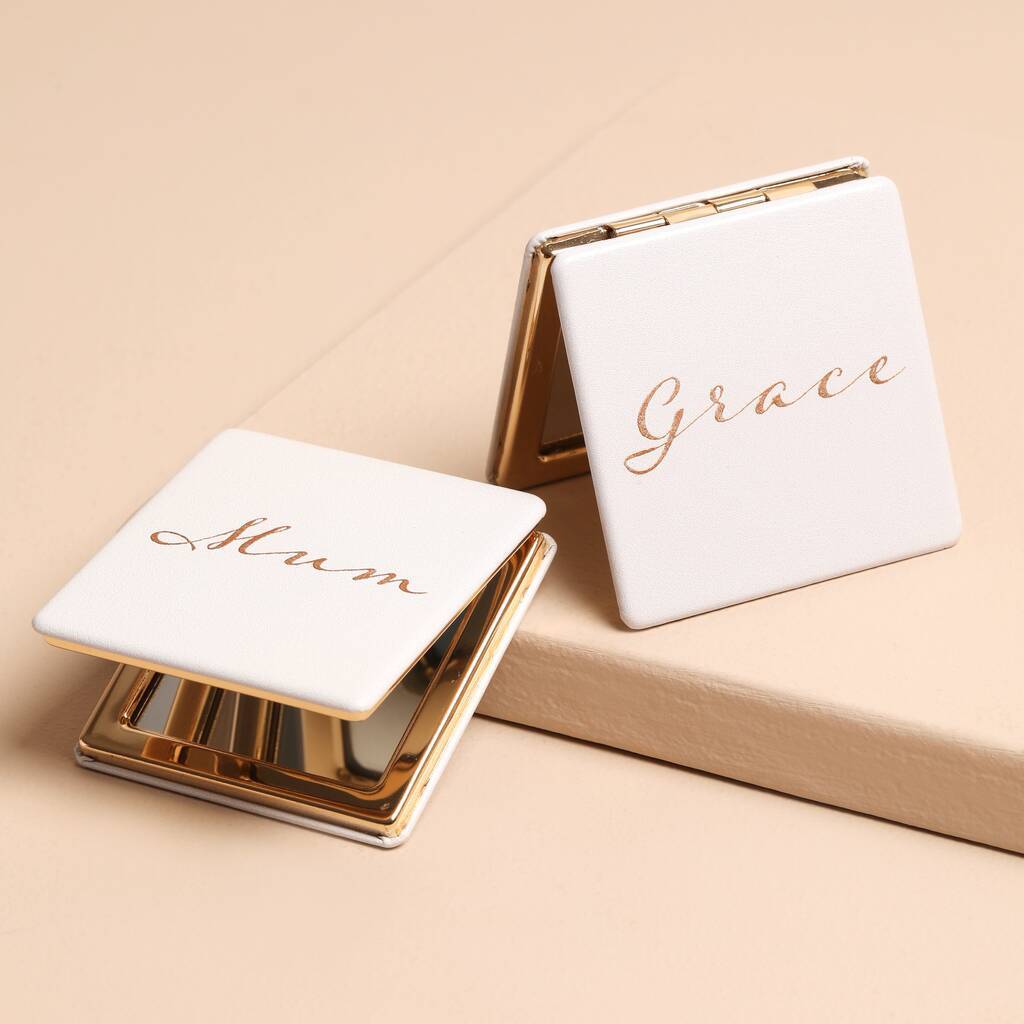 Lisa Angel Personalised Script Name Compact Mirror - Grey