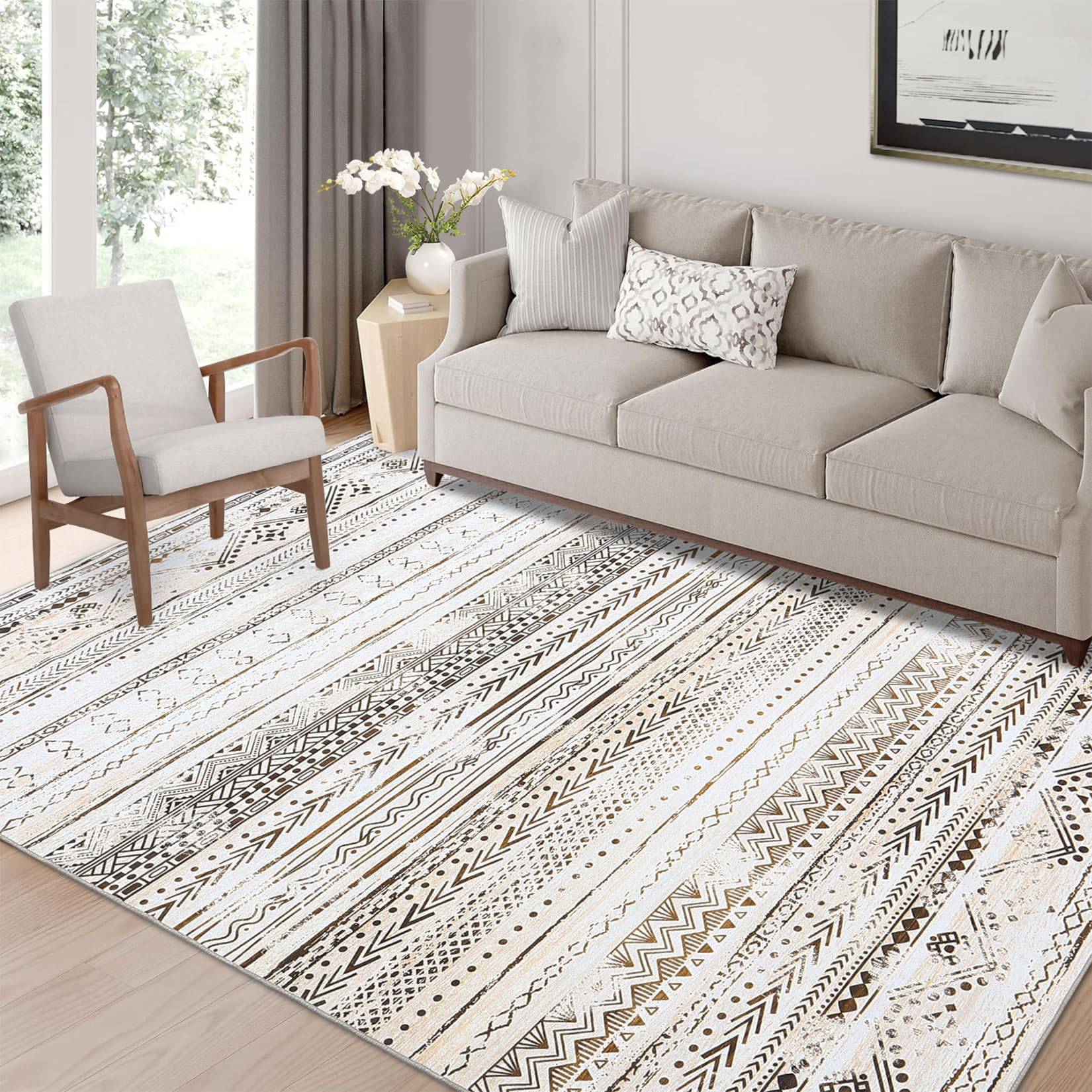 Machine washable area rugs Garvee 6x9 Machine Washable Area Rug Brown