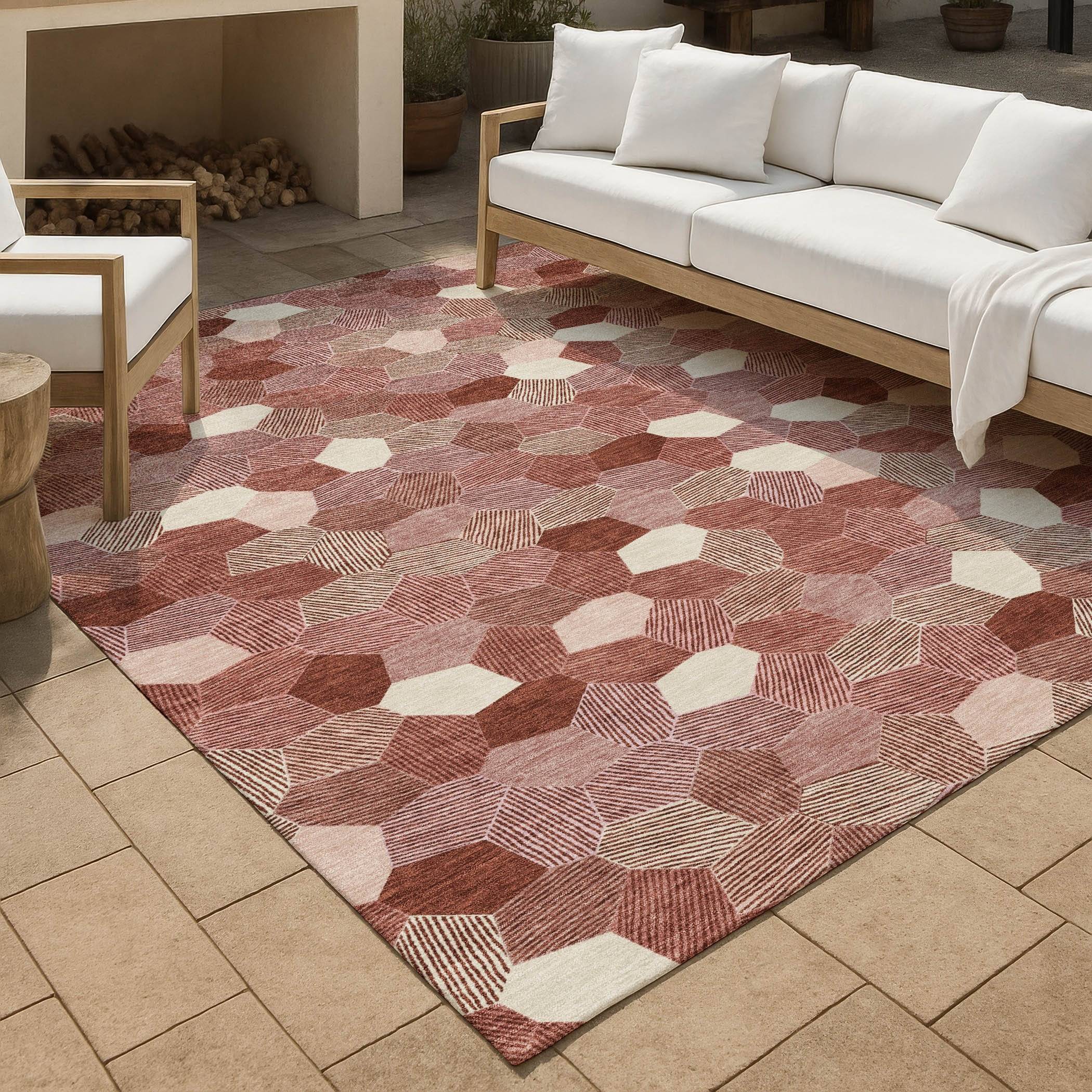 Addison Rugs Machine Washable Indoor Outdoor Modern Loyd Chantille Rug Red