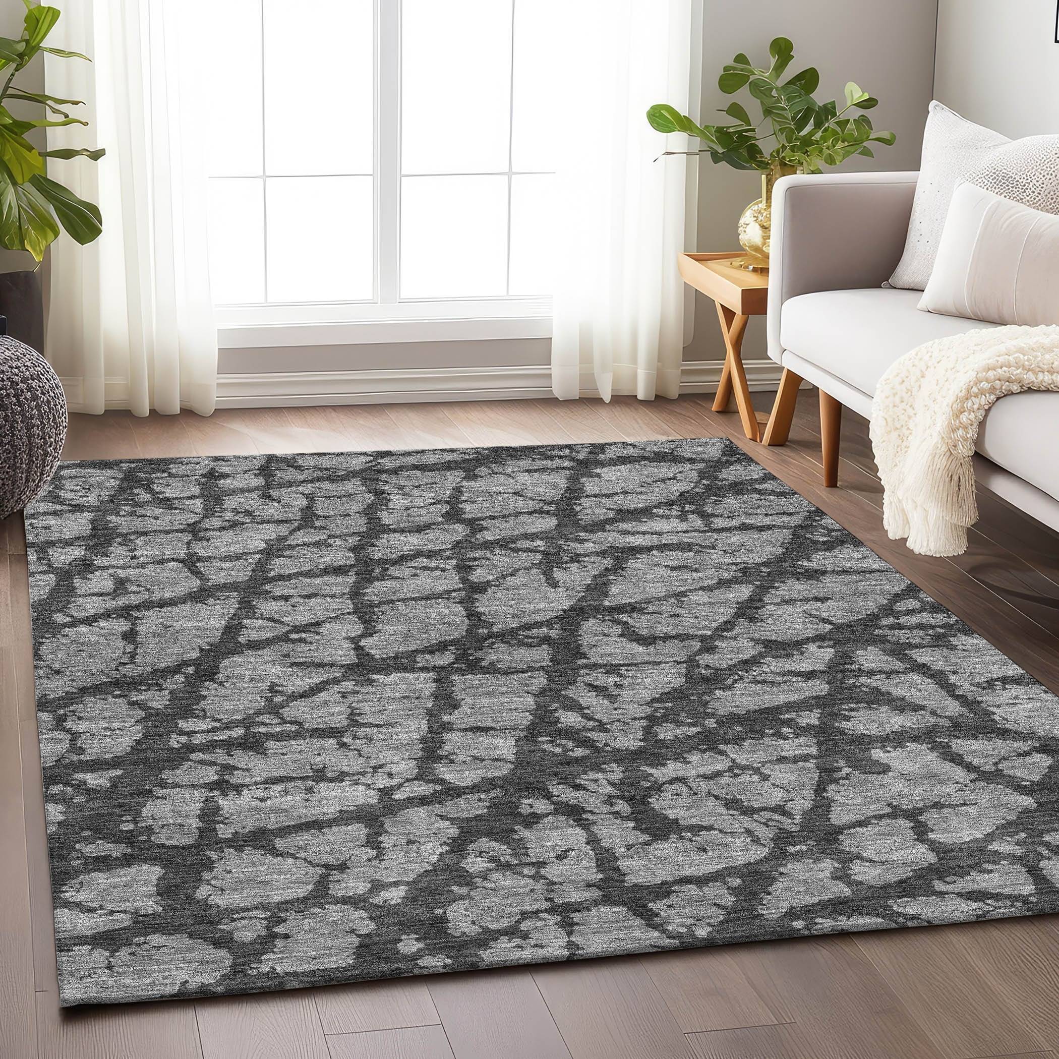 Addison Rugs Premium Washable Super Soft Modern Crackle Mayfield Rug Gray