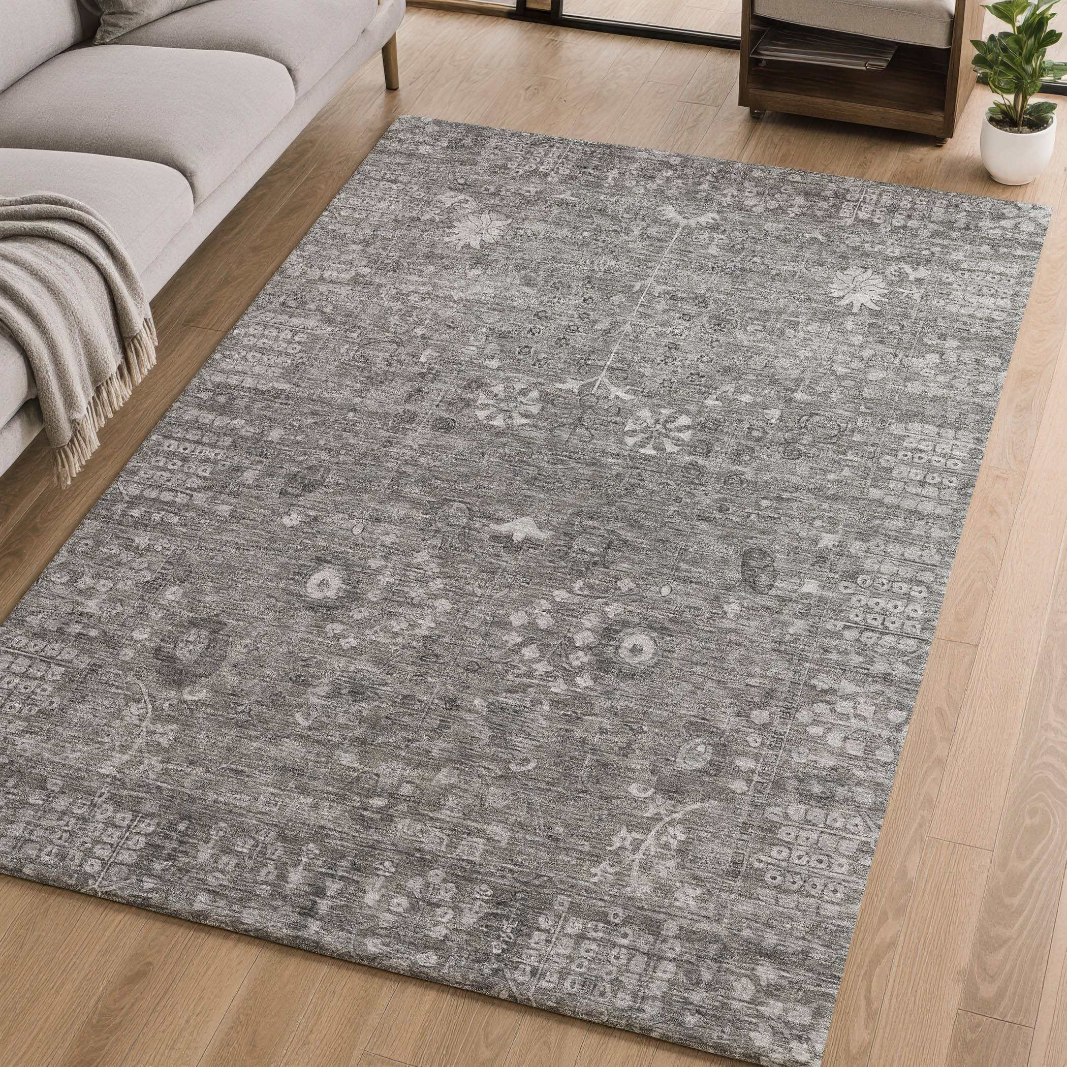 Addison Rugs Premium Washable Super Soft Traditional Cortland Mayfield Rug Gray