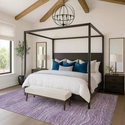 Addison Rugs Premium Washable Super Soft Contemporary Stripe Mayfield Rug Purple