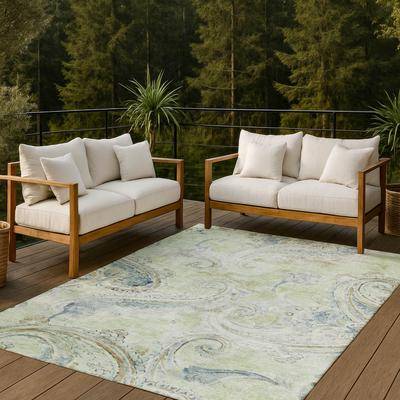 Addison Rugs Indoor Outdoor Chic Paisley Chantille Rug Green