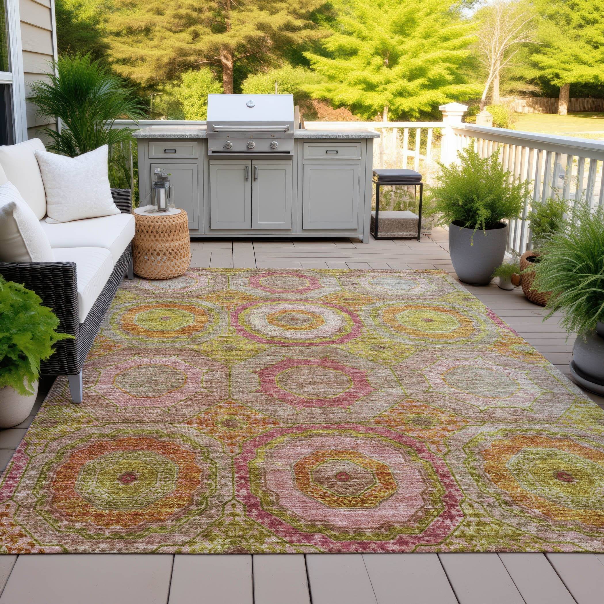 Addison Rugs Indoor Outdoor Boho Global Chantille Rug Orange