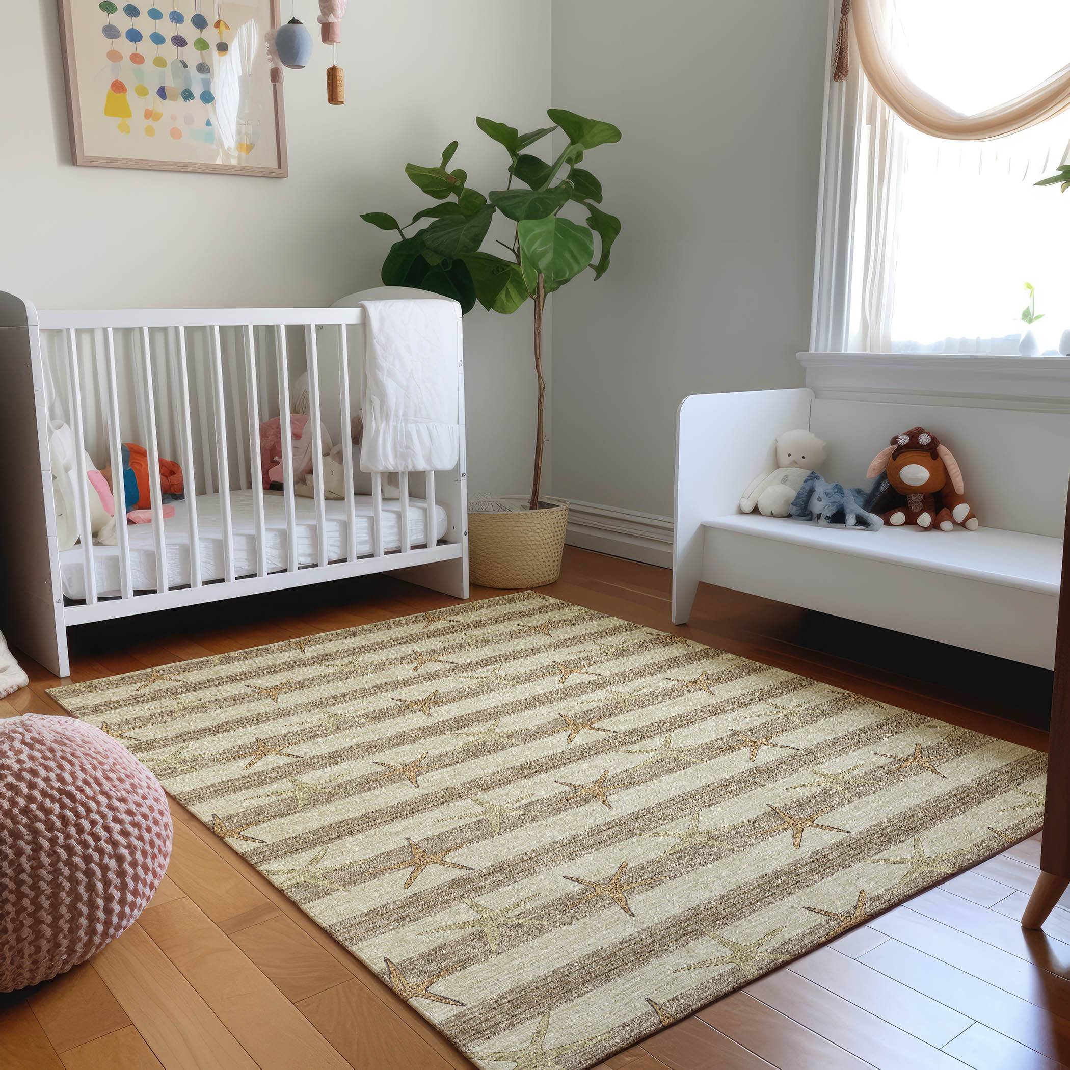 Addison Rugs Mayfield AMF191TN 5 x 7 ft Loomed Polyester Tan Rectangular Indoor Geometric Machine Beige