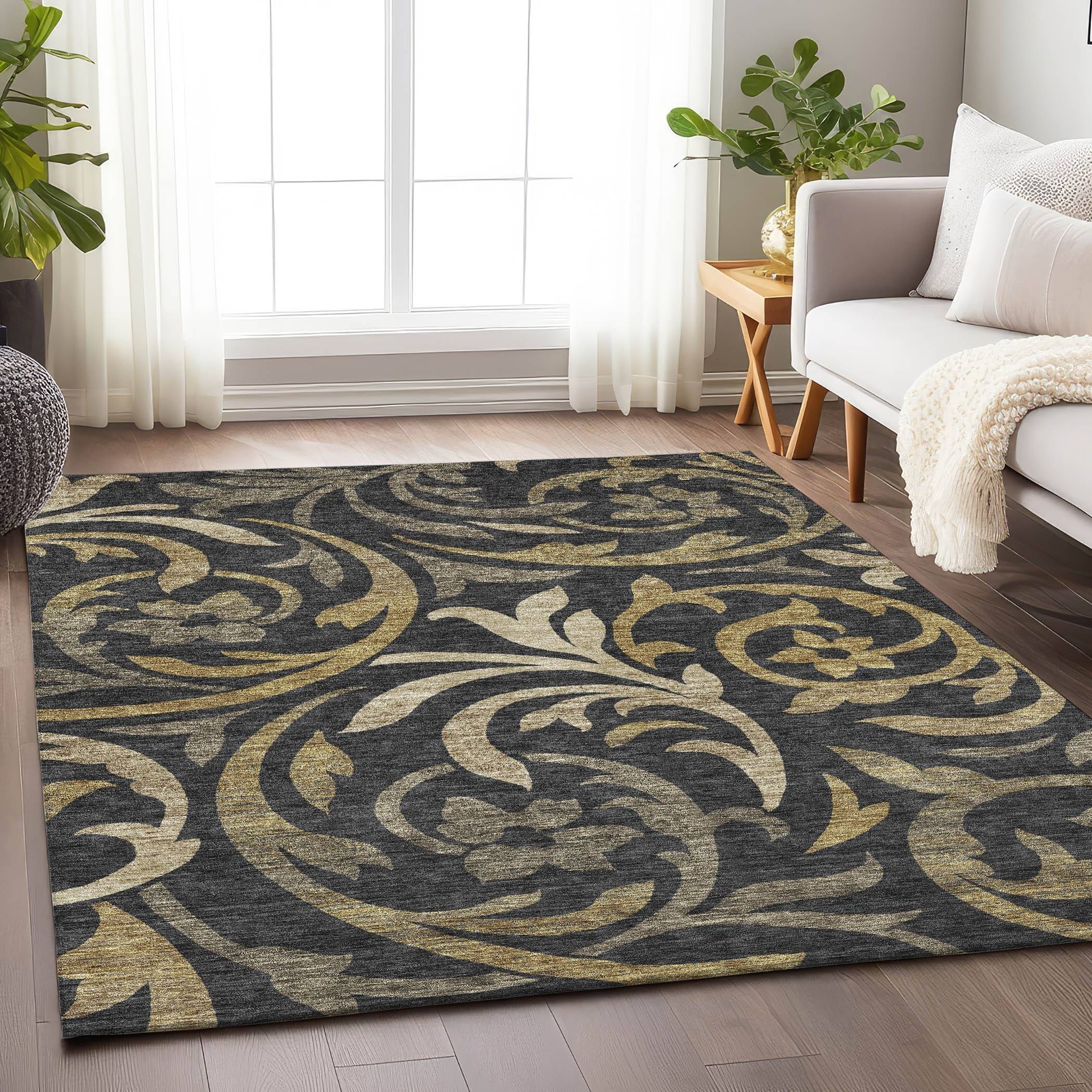 Premium Washable Super Soft Contempory Scroll Mayfield Rug