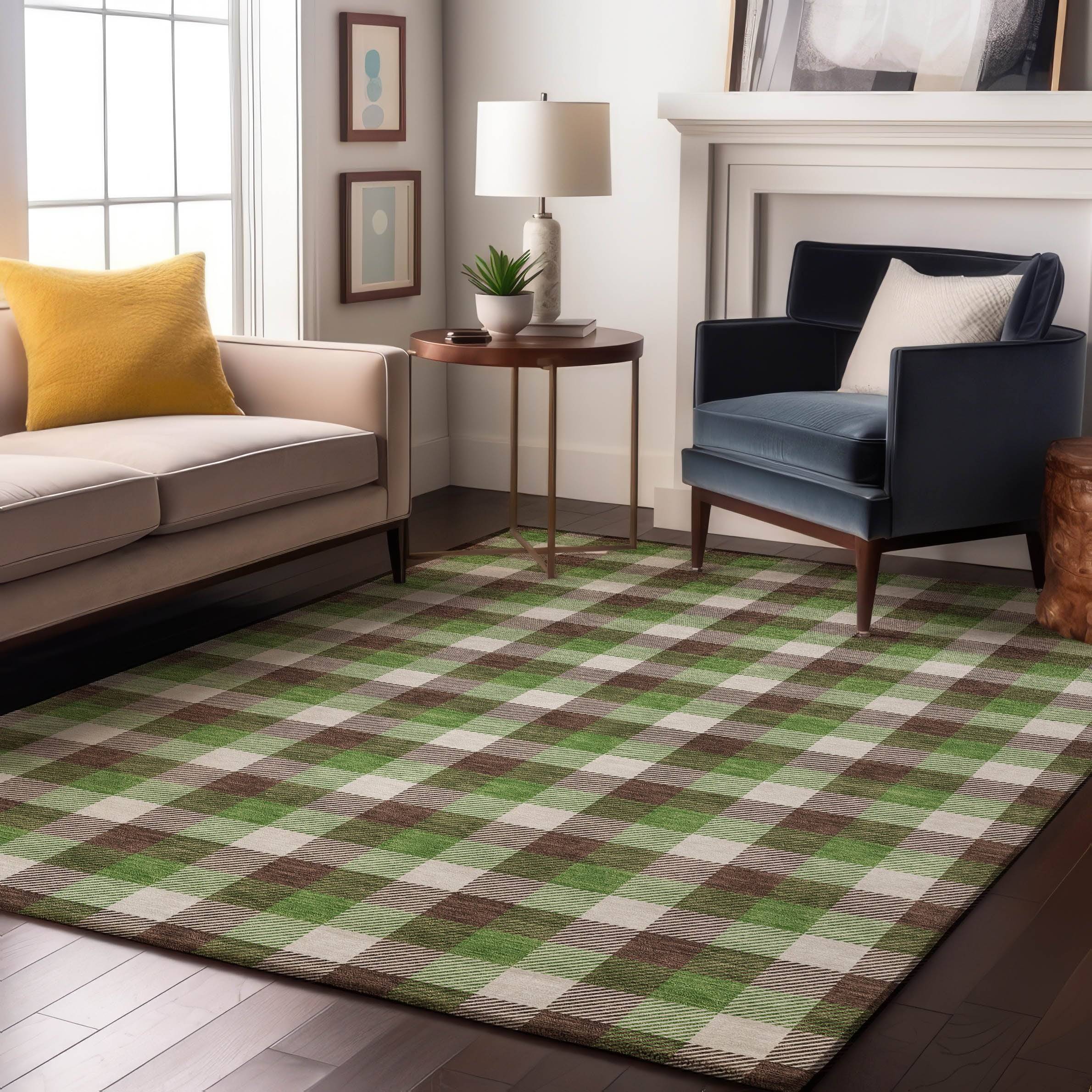 Addison Rugs Premium Washable Super Soft Plaid Mayfield Rug Brown