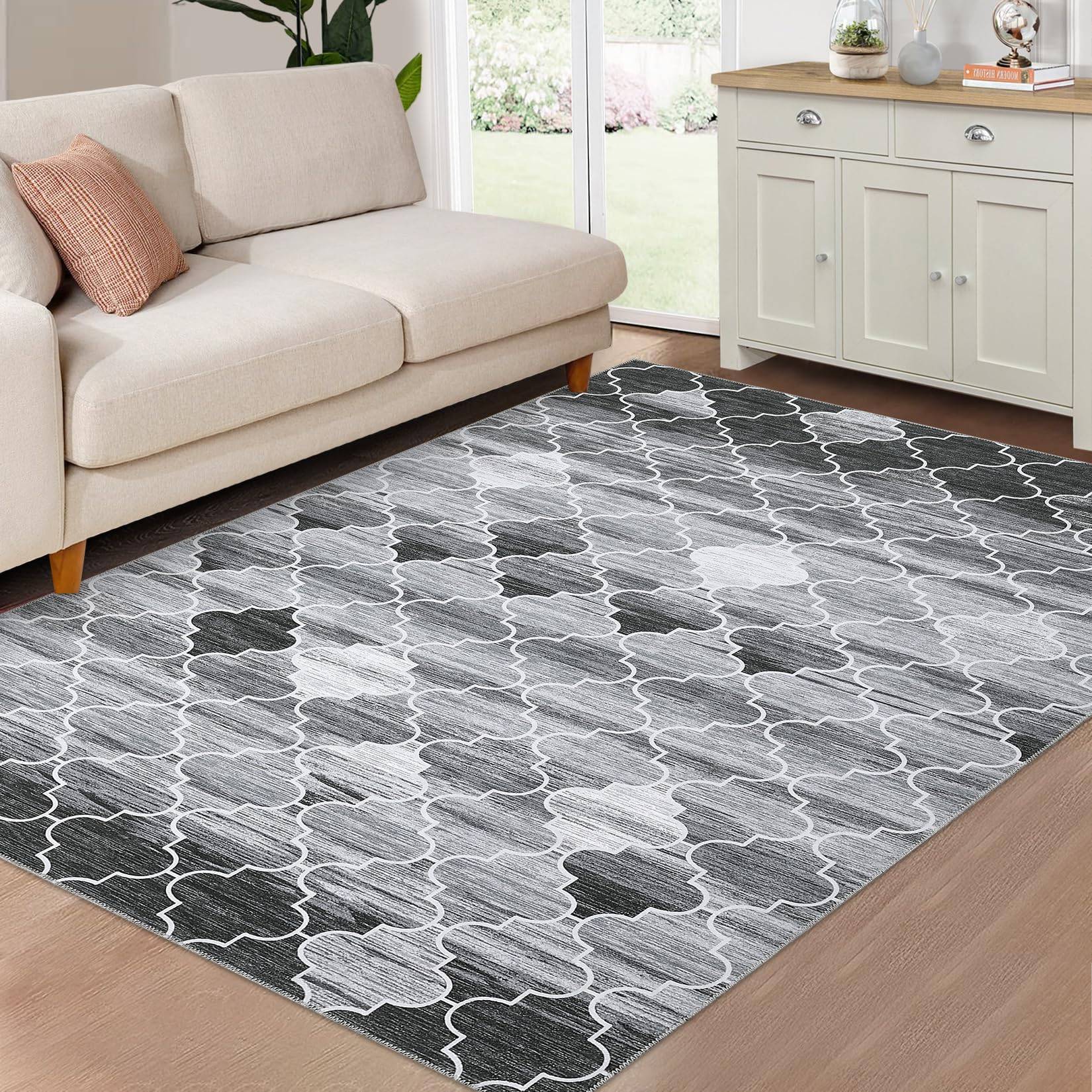 Machine washable area rugs Garvee Machine Washable Area Rug 5x7 Grey