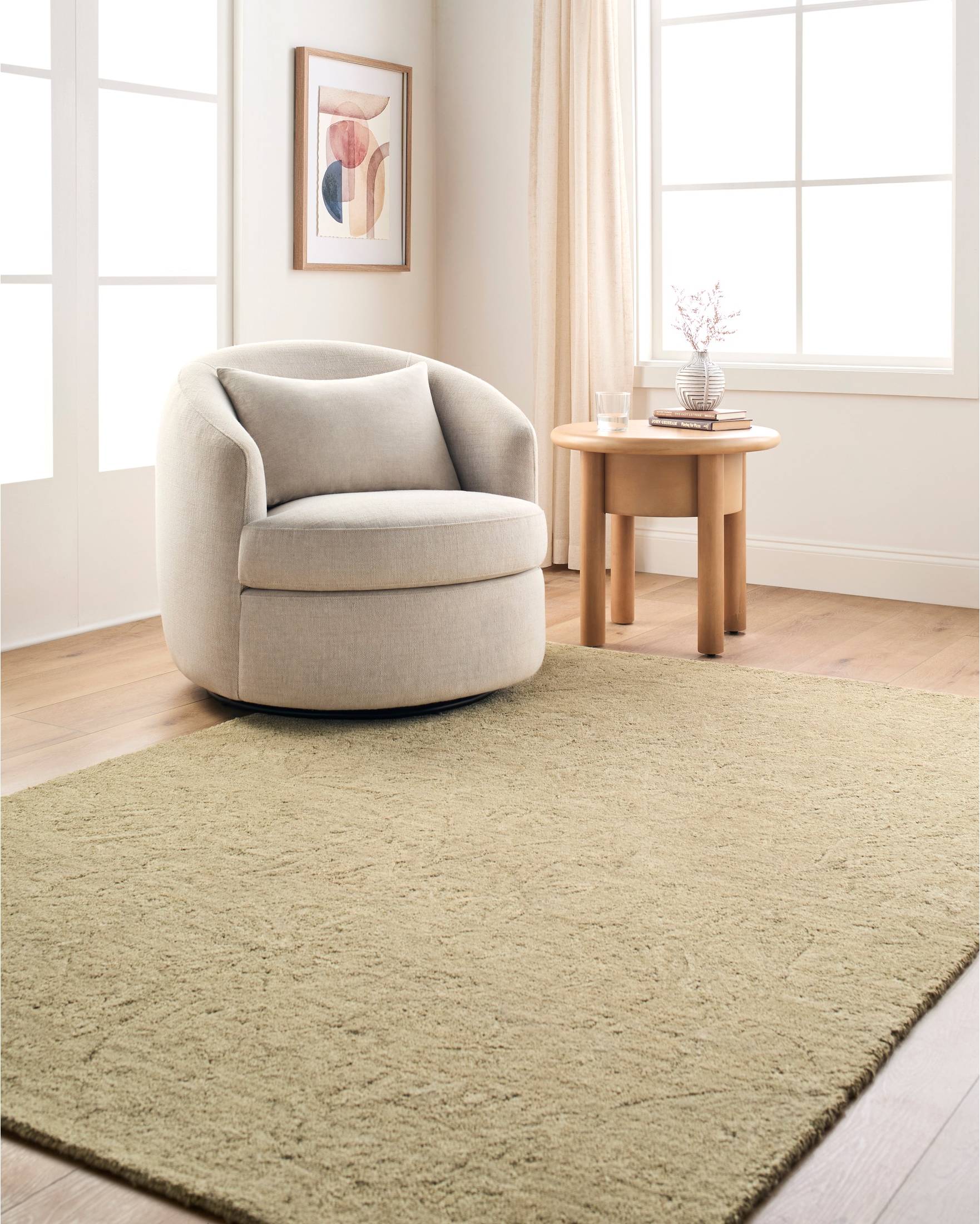 Tufted Wool Textured Solid Rug 2'x3'
