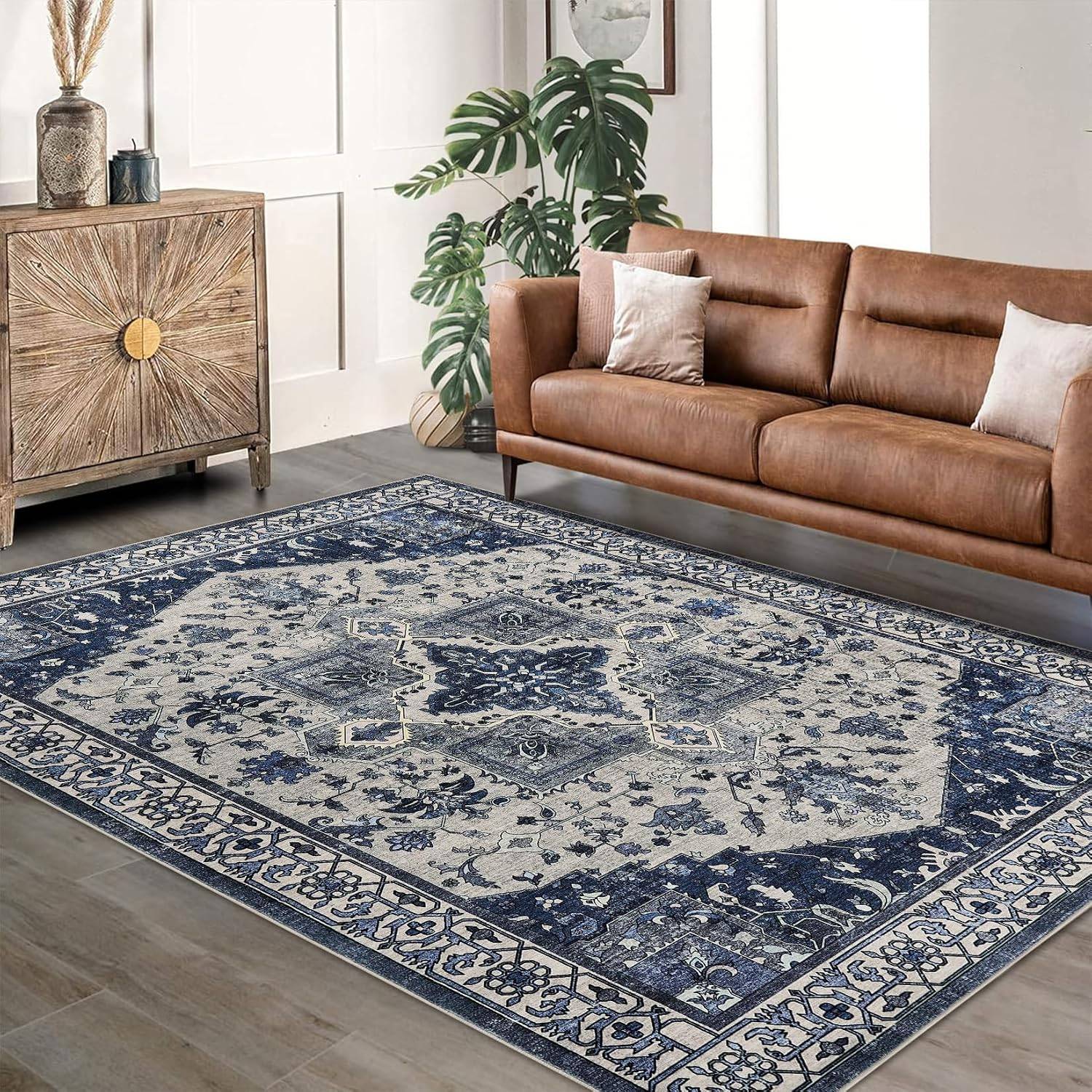 Machine washable area rugs Gaomon Area Rugs Machine Washable Runner Soft Accent Blue
