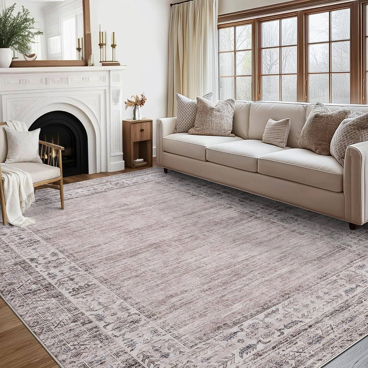 Washable rugs Gaomon Washable Rugs 8x10 Solid Stain Resistant Multicolor