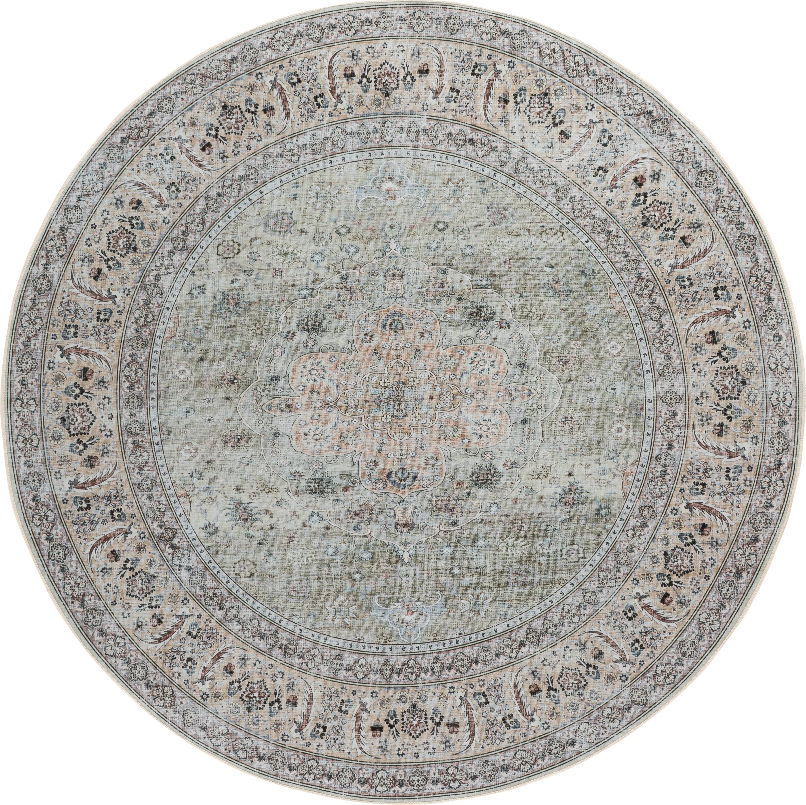 Safavieh Tucson Renda Machine 6ft x 6ft Round Rug Green