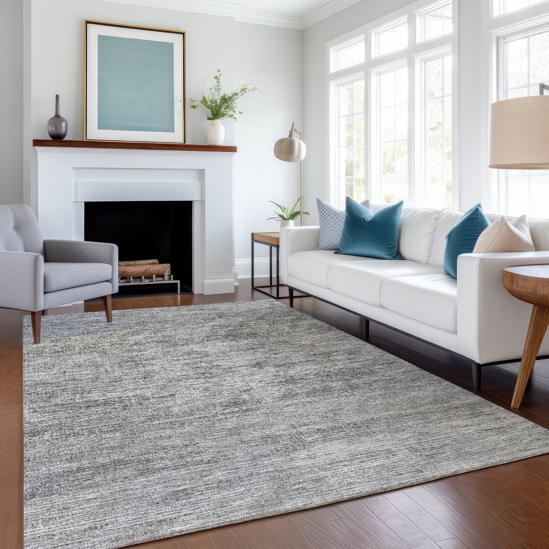 Addison Rugs Mayfield AMF32SI 9 x 12 ft Loomed Polyester Rectangular Indoor Mayfield Rug Silver, Gray