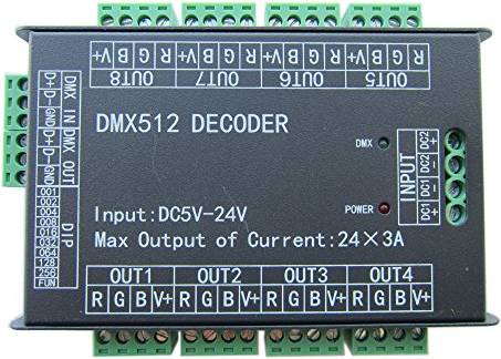 500hz High Power 24 Channel RGB 3A CH DMX512 Controller LED Decoder