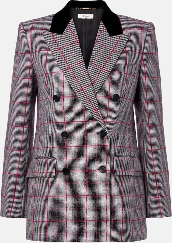 Chloé Checked Double-Breasted Wool Jacket