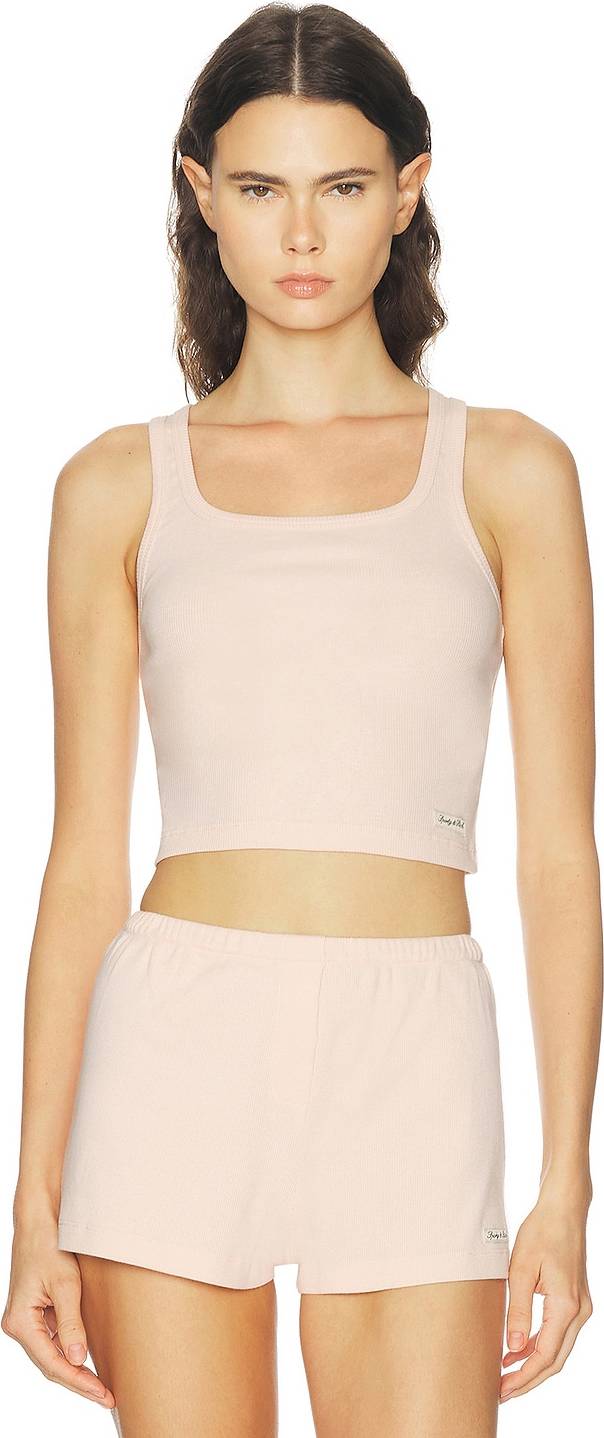 Signature Logo Ribbed Baby Tank Top Clear Pink