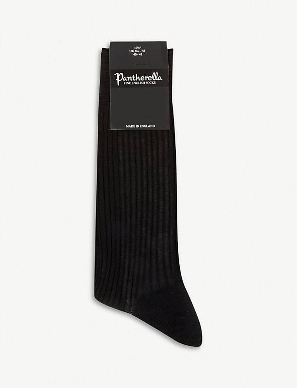 Pantherella Short Ribbed Cotton Socks - Mens