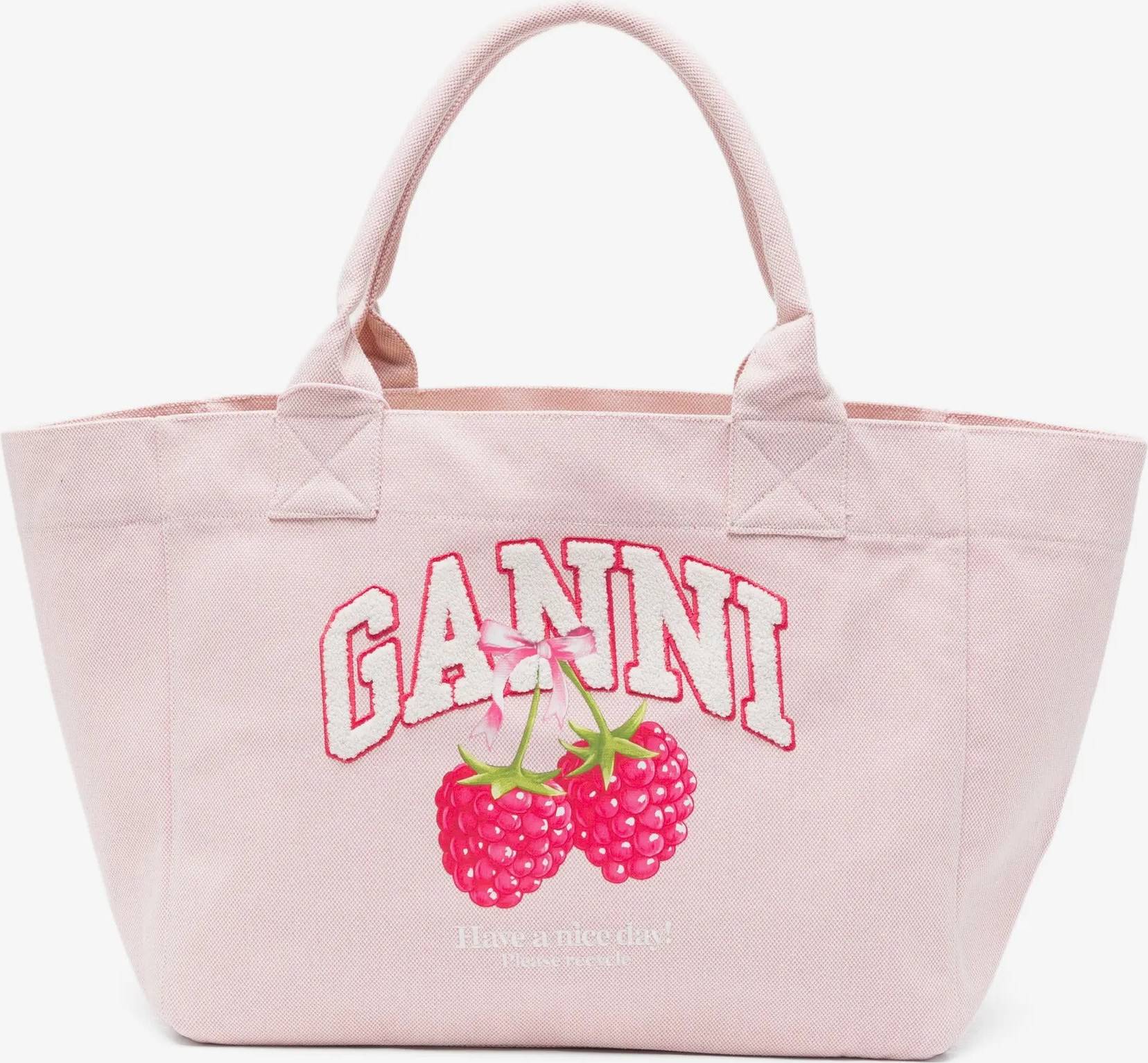 Ganni Graphic Print Mini Top-Handle Bag Embroidered Logo - Rosa