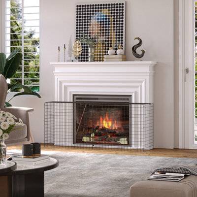 Homcom Fireguard Fire Safe Guard Extending Mesh Screen Cover